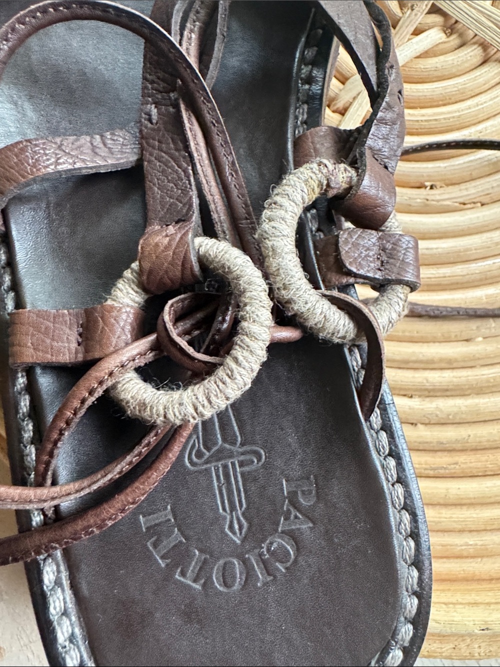 Casare Paciotti Brown Leather Lace Up Gladiator Ankle Wrap Rope Sandals Sz 40 EU - Picture 10 of 16